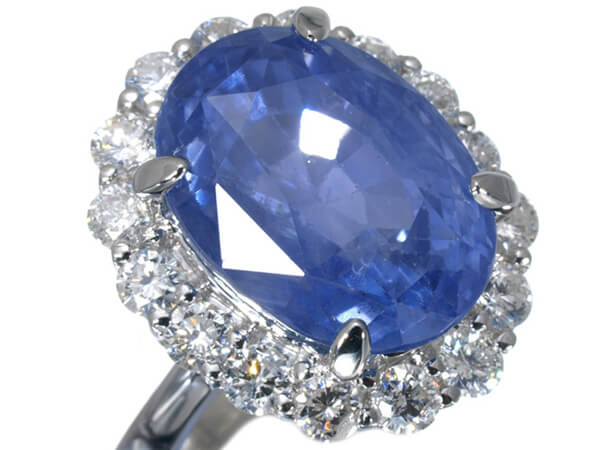 プラチナ　サファイア14ct　ダイヤモンドリング