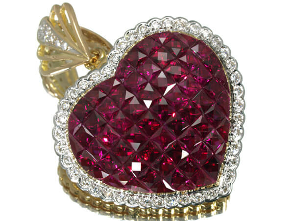 K18　ミステリーセッティングルビー　ダイヤモンドペンダント