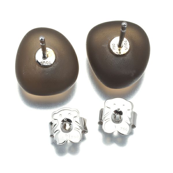トウス ピアス スモーキークォーツ ダイヤ ダイヤモンド クマ アニマル K18WG 箱