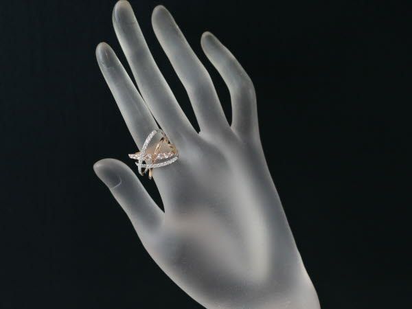 ローズカットダイヤリング ダイヤモンド 1.00ct コンビカラー 2種カット クロスライン K18PG/WG 