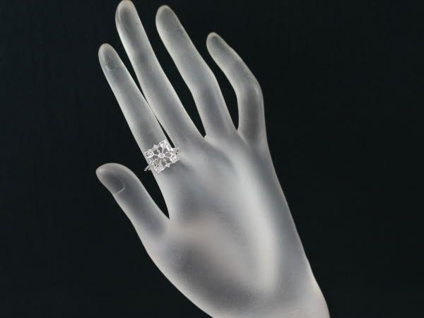 ミキモト ダイヤリング ダイヤモンド 0.16ct ミルグレイン 透かし 12号 K18WG 
