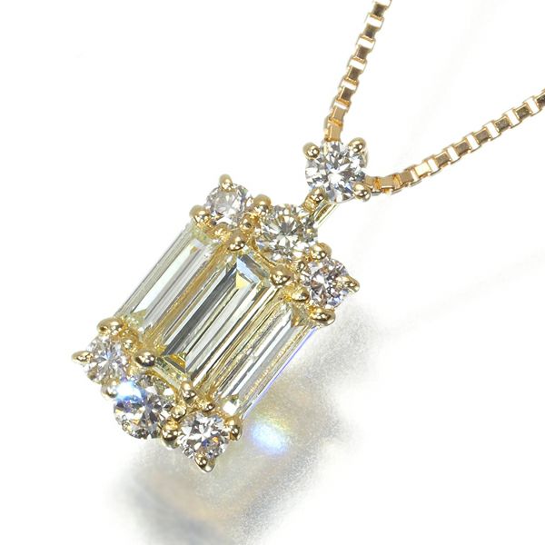 ライトイエロー&クリア ダイヤ ダイヤモンド 0.28ct ネックレス K18YG 