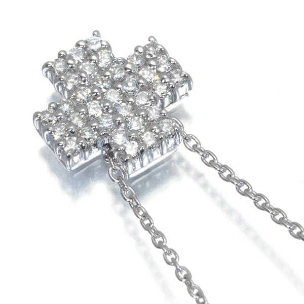パスクワーレブルーニ ダイヤネックレス ダイヤモンド 0.34ct クロス パヴェ K18WG 