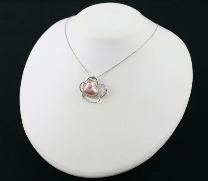 TASAKI タサキ ネックレス マベパール 真珠 ダイヤ 0.10ct ハート K18WG 
