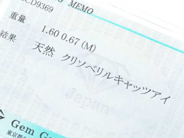 クリソベリルキャッツアイ 1.60ct ダイヤ 0.67ct フラワー リング K18YG ソーティング