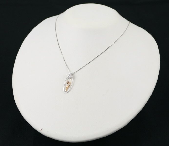 ダイヤ 0.27ct ネックレス K18WG/PG 