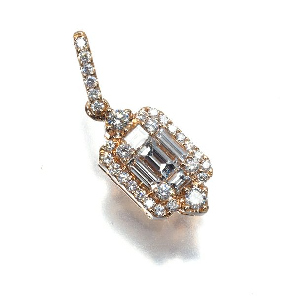 ダイヤ 0.55ct 2種カット ペンダントトップ K18PG 