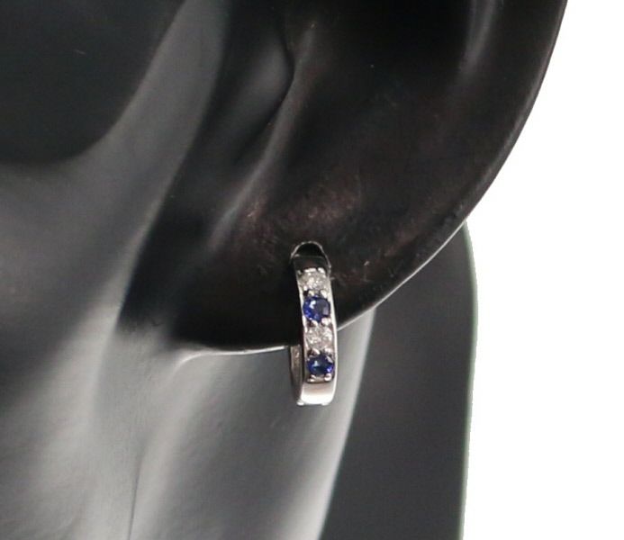 サファイア ダイヤ 0.16ct フープ ピアス Pt900 