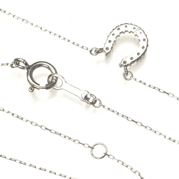 ダイヤ 0.10ct ホースシュー ネックレス K18WG 