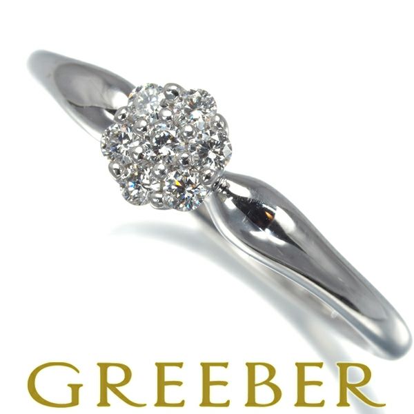 ダイヤ 0.13ct フラワー リング K18WG 