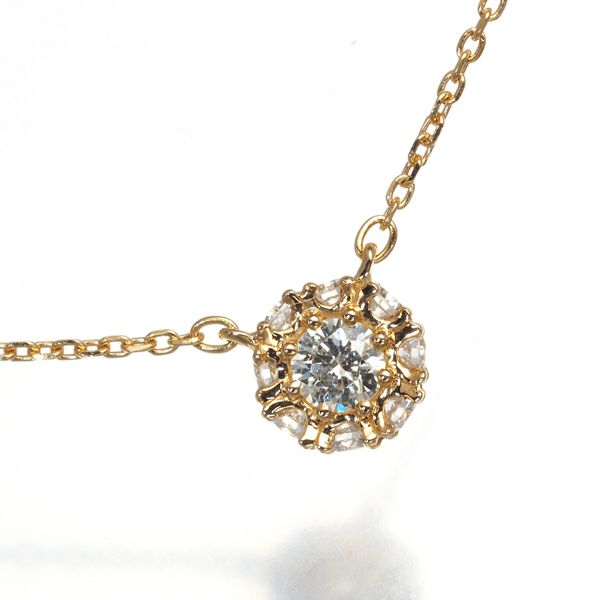 ダイヤ 0.20ct サークル ネックレス K18PG 