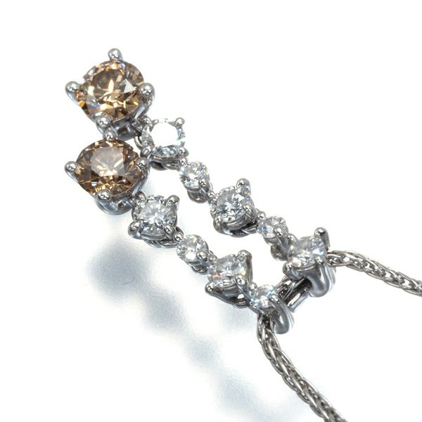 カシケイ ネックレス ブラウン&クリア ダイヤ 0.55ct/0.40ct   Pt900/Pt850 