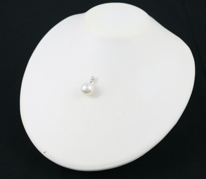 パール 白蝶真珠 13.5mm ダイヤ 0.18ct ペンダントトップ K18WG 