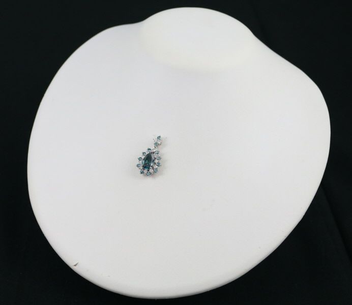 ブルー&クリア ダイヤ 2.488ct/0.65ct/0.47ct 2種カット  ペンダントトップ Pt900 