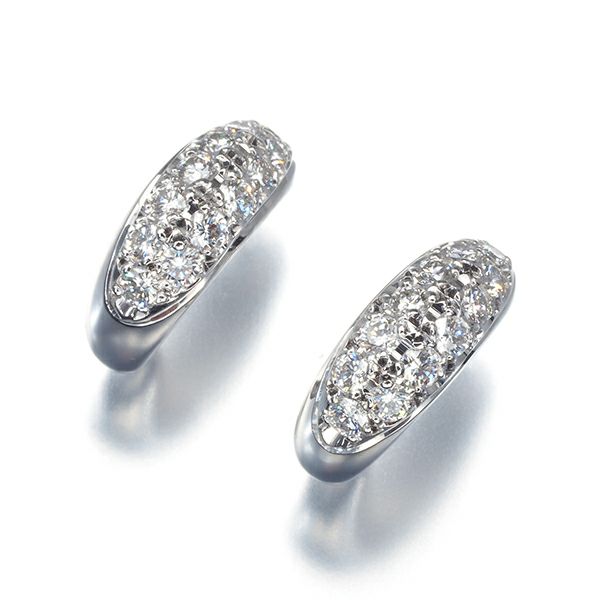 ミキモト ピアス ダイヤ 0.21ct/0.21ct  パヴェ フープ K18WG 