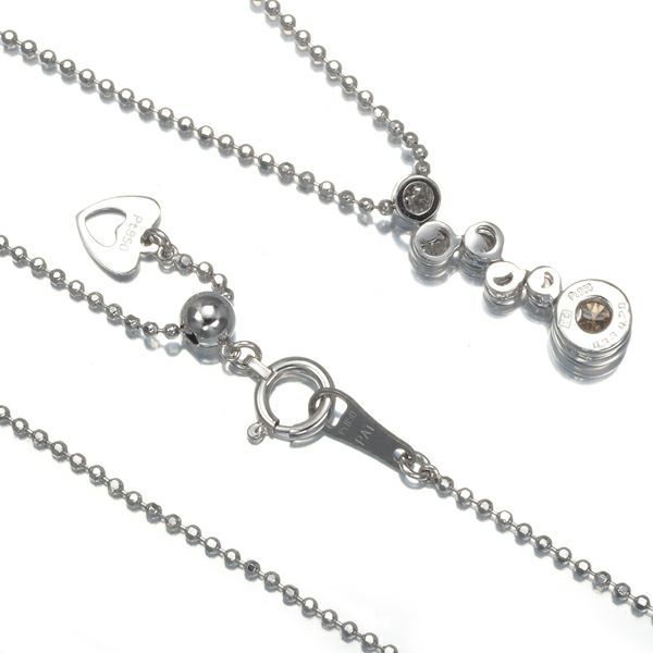 カシケイ ネックレス ブラウン&クリア ダイヤ 0.33ct/0.20ct ベゼル  Pt900/Pt850 