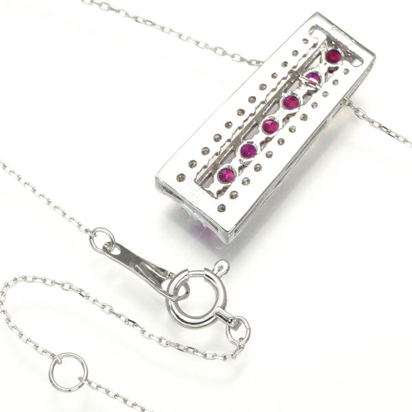 ルビー 0.31ct ダイヤ 0.23ct ネックレス K18WG 