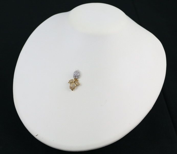 笠原真寿美 ペンダントトップ ダイヤ 0.18ct/0.18ct リーフ K18WG/YG 保証書