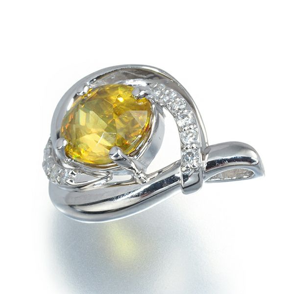 スフェーン 2.12ct ダイヤ 0.10ct   ペンダントトップ K18WG 