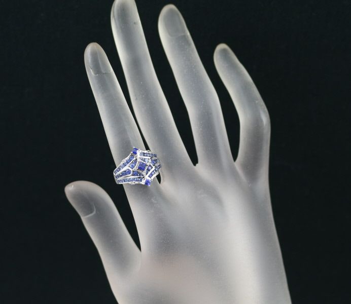 サファイア 1.28ct ダイヤ 0.05ct   リング K18WG 