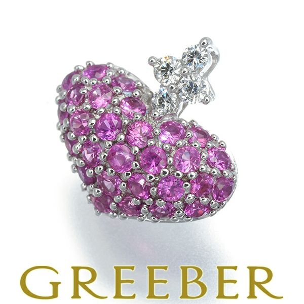 笠原真寿美 ペンダントトップ ルビー 0.50ct ダイヤ 0.06ct ハートクロス  K18WG 