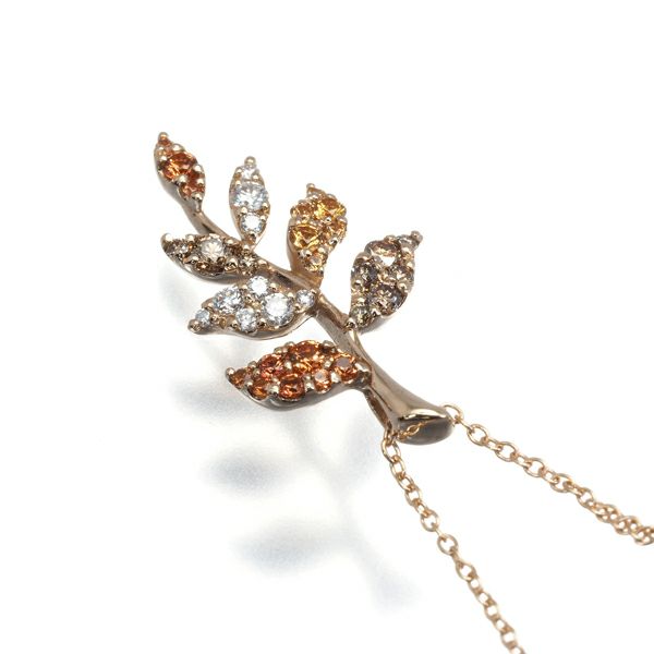 セイレーンアローズ ネックレス サファイア 0.20ct ダイヤ 0.05ct/0.11ct リーフ  K18