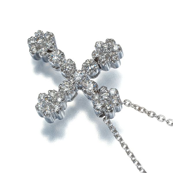 スタージュエリー ネックレス ダイヤ 0.23ct  クロス K18WG 