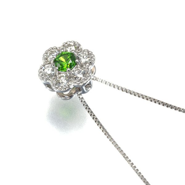 デマントイドガーネット 0.12ct ダイヤ 0.20ct  フラワー  ネックレス Pt900/Pt850 