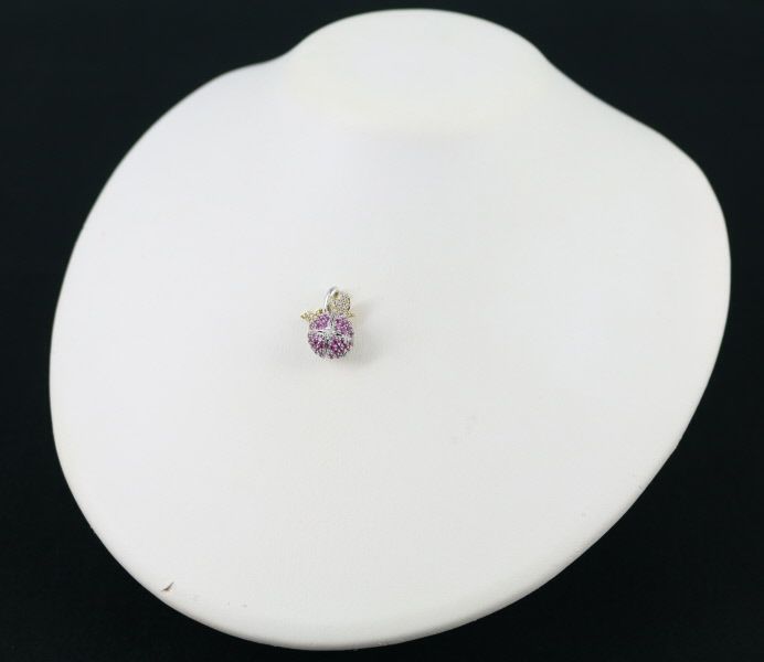 QVC ペンダントトップ ピンクサファイア 1.23ct ダイヤ 0.30ct ボール K18WG/YG 保証書