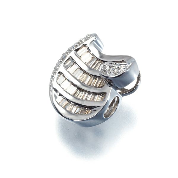 QVC ペンダントトップ ブラウン&クリア ダイヤ 0.50ct   K18WG 保証書