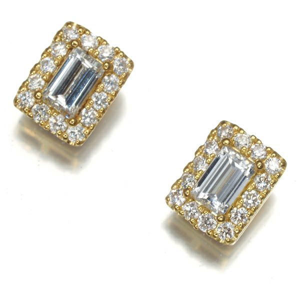 ダイヤ 0.183ct/0.183ct 0.09ct/0.09ct 2種カット ピアス K18YG