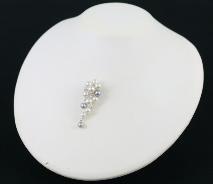 タサキ ペンダントトップ パール アコヤ真珠 5.0-7.0mm ダイヤ 0.15ct   K18WG 