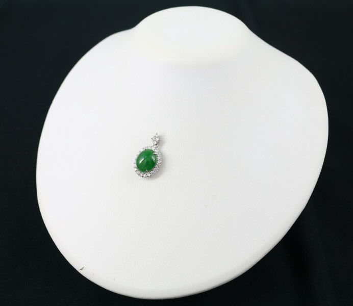 翡翠 7.58ct ダイヤ 1.15ct   ペンダントトップ Pt900 ソーティング