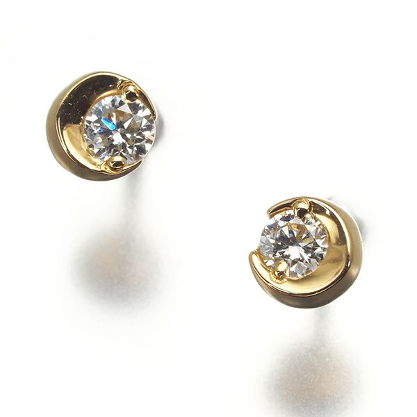 スタージュエリー ピアス ダイヤ 0.04ct/0.04ct ムーンセッティング  K18YG 