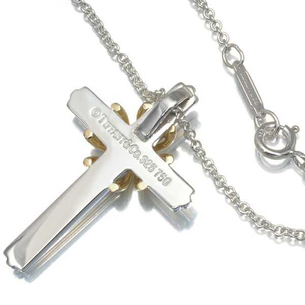 ティファニー ネックレス  シグネチャー クロス シルバー925/K18YG 