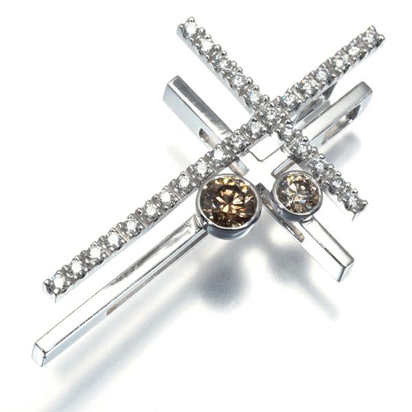 カシケイ ペンダントトップ ダイヤ 0.58ct/0.37ct  ダブルクロス K18WG 