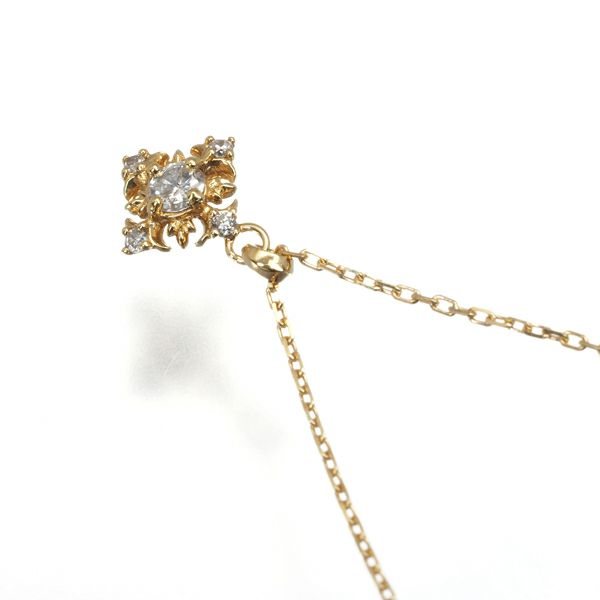 アガット ネックレス ダイヤ 0.08ct  クロス K18YG 