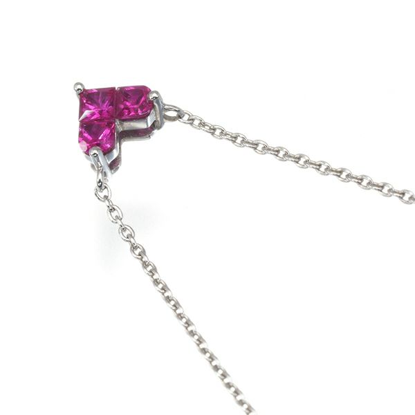 スタージュエリー ネックレス ルビー 0.25ct ミステリアスハート  K18WG 