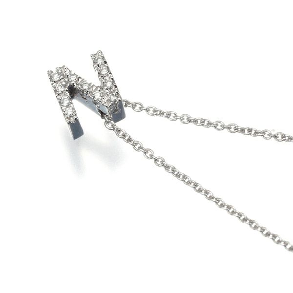 ポンテヴェキオ ネックレス ダイヤ 0.06ct  イニシャル N K18WG 