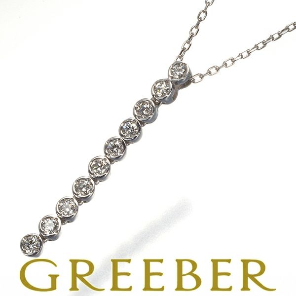 ラソマ ネックレス ダイヤ 0.20ct  10P ベゼル K18WG 