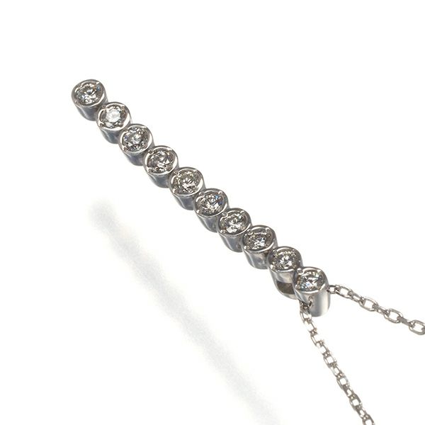 ラソマ ネックレス ダイヤ 0.20ct  10P ベゼル K18WG 