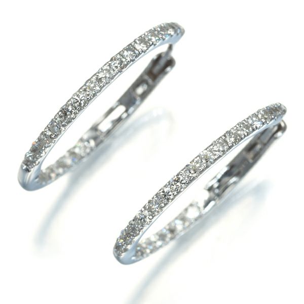 ダイヤ 0.25ct/0.25ct フープ ピアス K18WG 