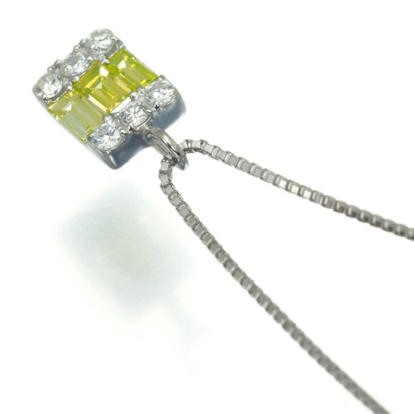 イエロー&クリアダイヤ 0.13ct/0.06ct 2種カット ネックレス Pt950/Pt850 