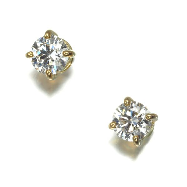 上質 ダイヤ 0.18ct/0.18ct ピアス 一粒 K18YG 