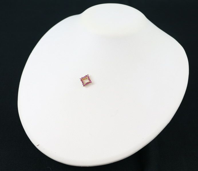 ルビー 0.19ct/0.26ct スクエア 3WAY ペンダントトップ K18PG 
