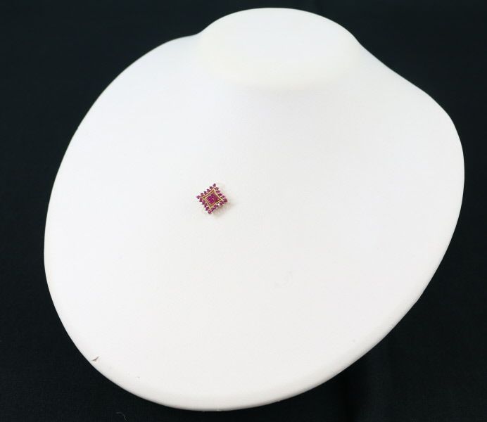 ルビー 0.19ct/0.26ct スクエア 3WAY ペンダントトップ K18PG 