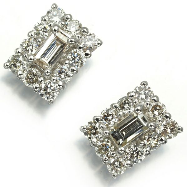 ダイヤ 0.25ct/0.25ct 2種カット ピアス Pt900 