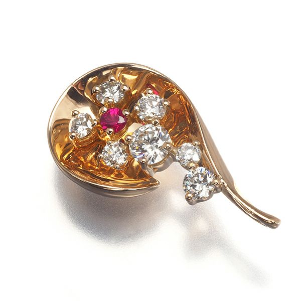ルビー 0.05ct ダイヤ 0.49ct   ペンダントトップ K18PG 
