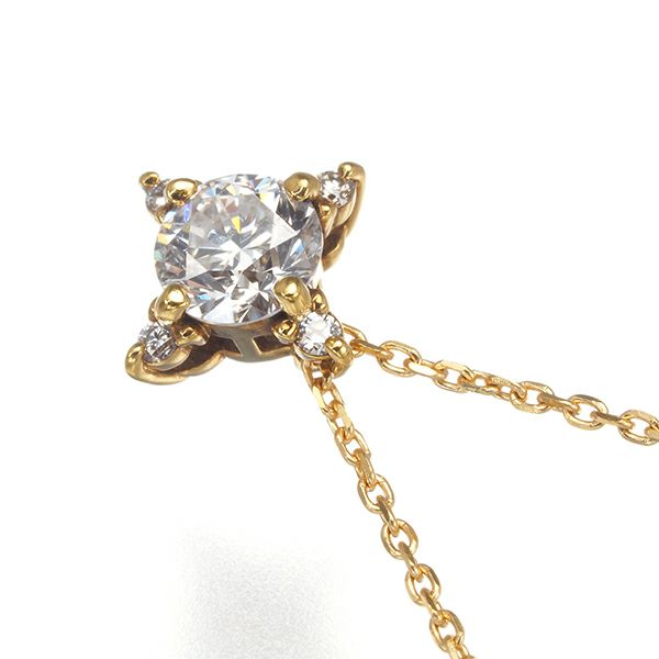チャーミー ダイヤ 0.30ct/0.02ct ネックレス K18YG 