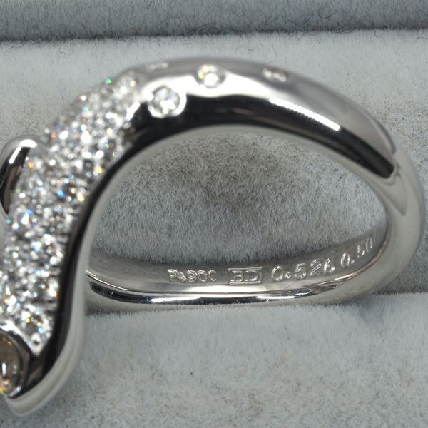 カシケイ リング ダイヤ 0.526ct/0.50ct パヴェ 9号 Pt900 